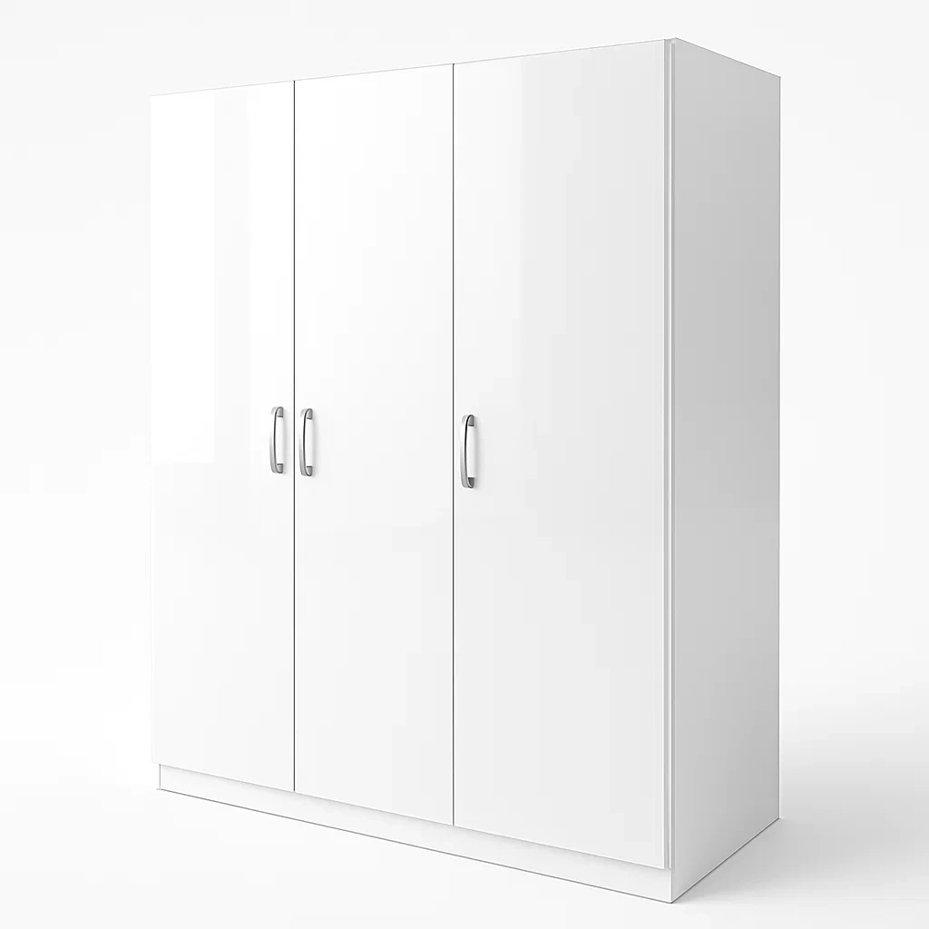 Armadio a tre ante in legno bianco-CASALIQ