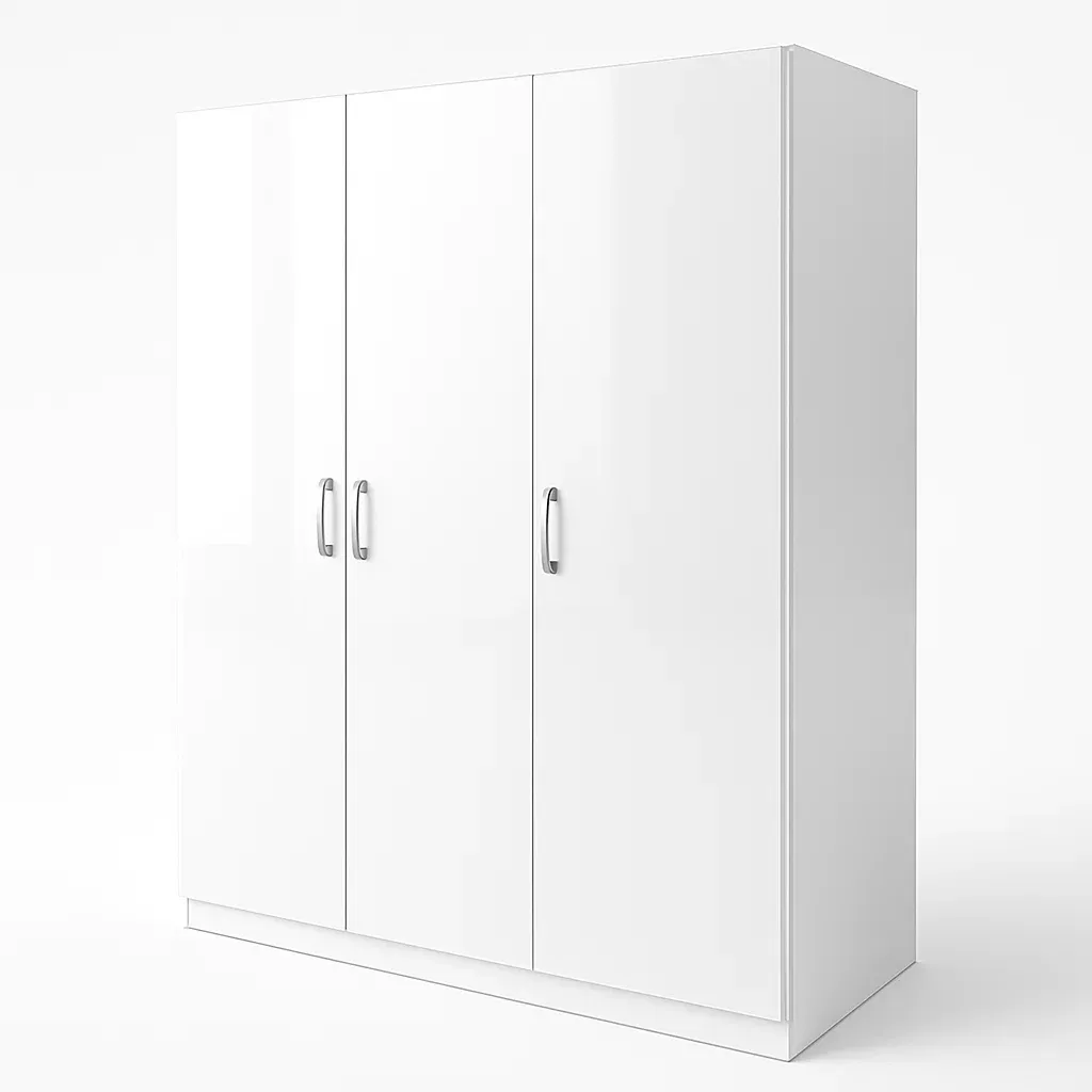 Armadio a tre ante in legno bianco-CASALIQ