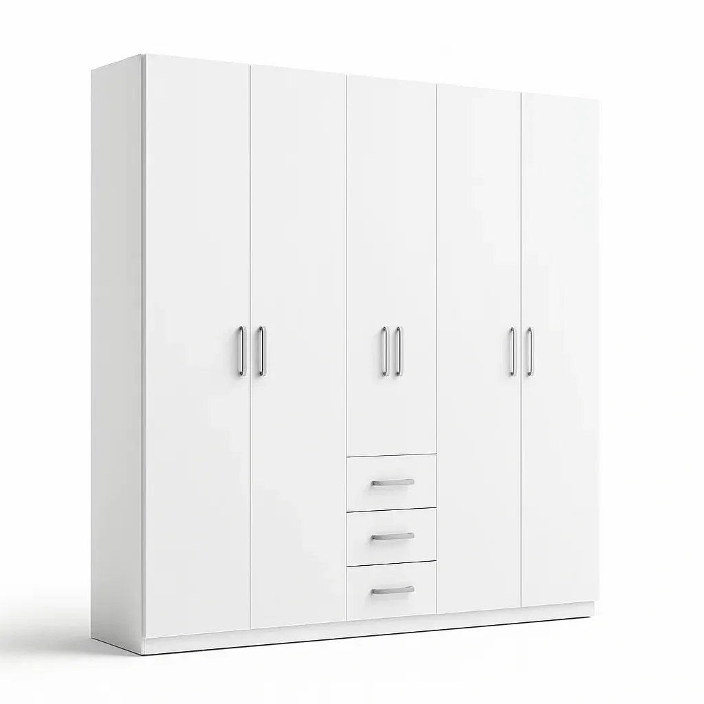 Armadio in legno composito bianco con maniglie in metallo-CASALIQ