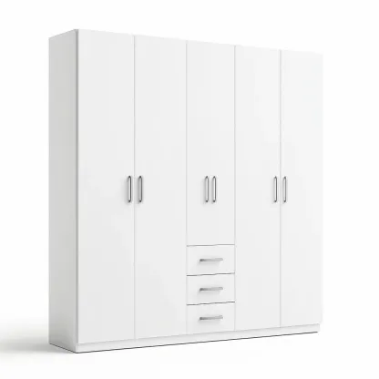 Armadio in legno composito bianco con maniglie in metallo-CASALIQ