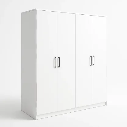 Armadio a quattro ante in mdf bianco con maniglie in metallo-CASALIQ