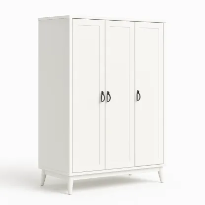 Armadio a tre ante in mdf bianco con mensole-CASALIQ