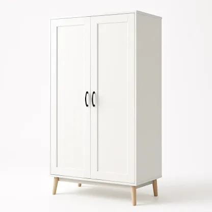 Armadio a due ante in mdf e faggio bianco 180x90x40 cm-CASALIQ