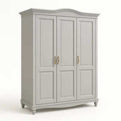 Armadio a tre ante in legno grigio con maniglie in metallo-CASALIQ