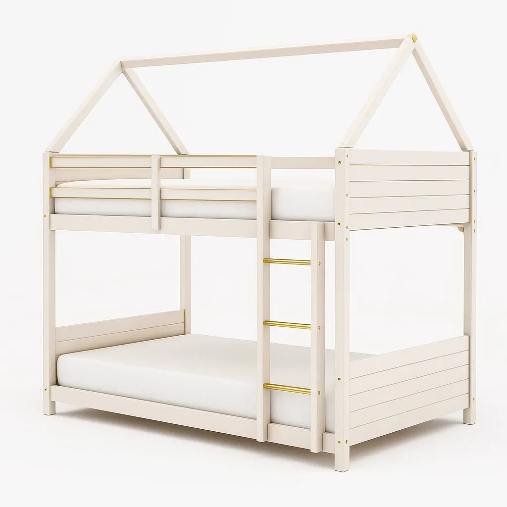 Letto a castello per bambini in legno di pino bianco-CASALIQ