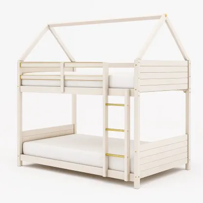 Letto a castello per bambini in legno di pino bianco-CASALIQ