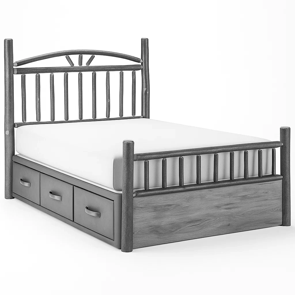 Letto contenitore singolo angolare in legno di pino con cassetti antracite 200x100x110 cm-CASALIQ