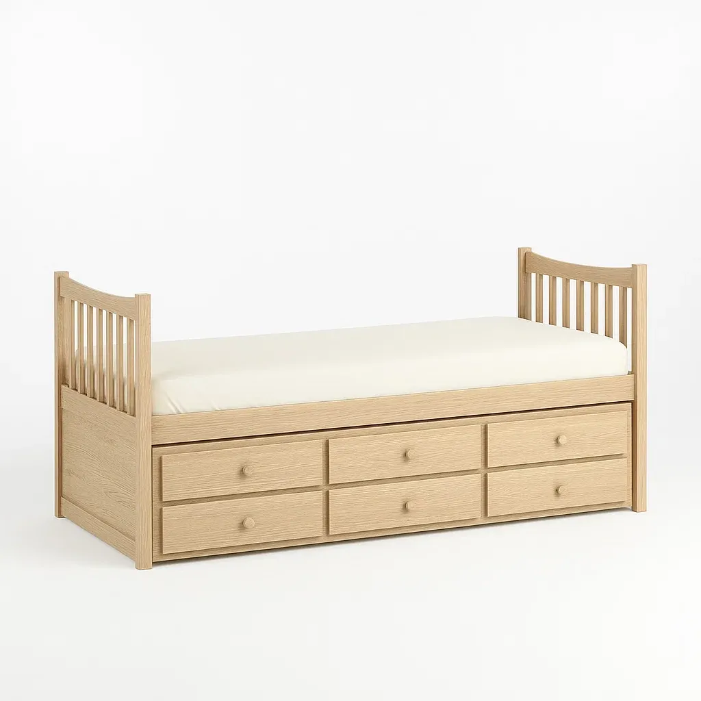 Letto contenitore con cassetti in legno di rovere-CASALIQ