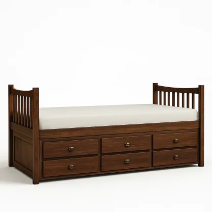 Letto contenitore con cassetti in legno massello di quercia-CASALIQ