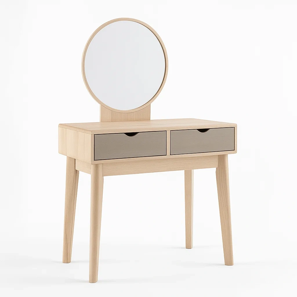 Toeletta in legno con specchio e 2 cassetti-CASALIQ