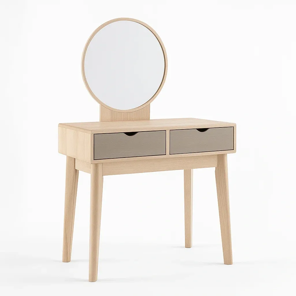 Toeletta in legno con specchio e 2 cassetti-CASALIQ