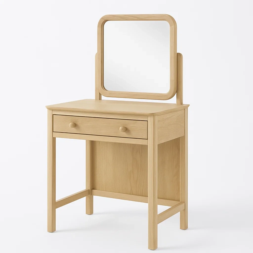 Toeletta in legno di rovere con specchio quadrato-CASALIQ