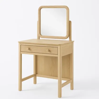 Toeletta in legno di rovere con specchio quadrato-CASALIQ