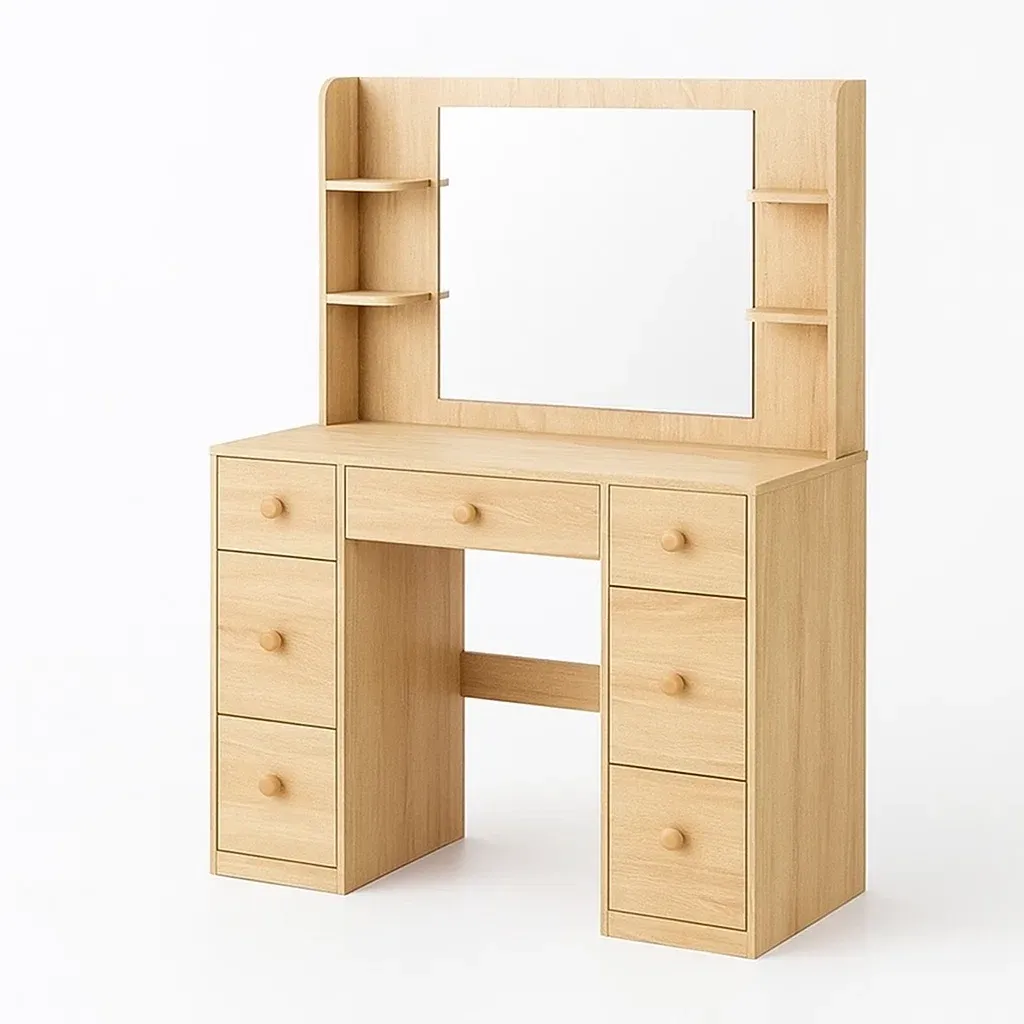 Toeletta in mdf con specchio e cassetti multipli-CASALIQ