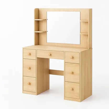 Toeletta in mdf con specchio e cassetti multipli-CASALIQ