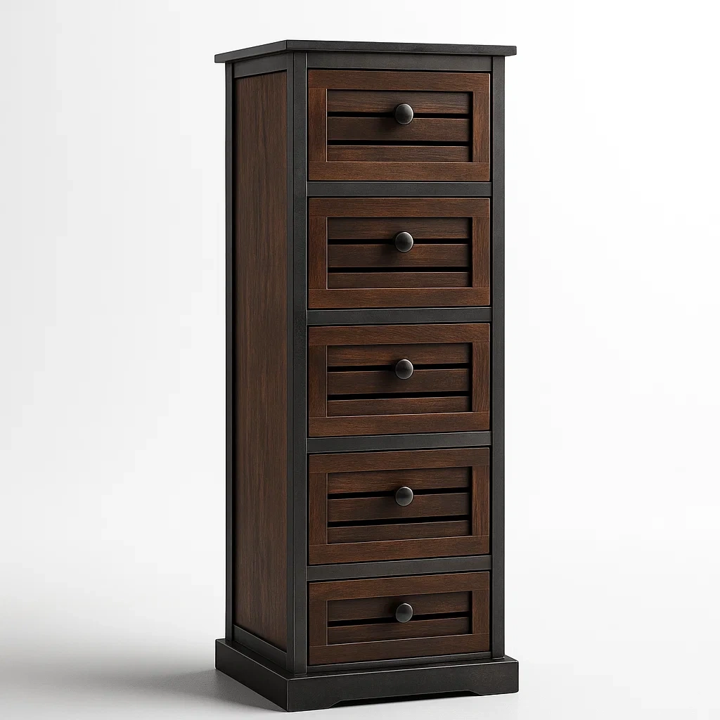 Cassettiera verticale legno massello e mdf 5 cassetti-CASALIQ