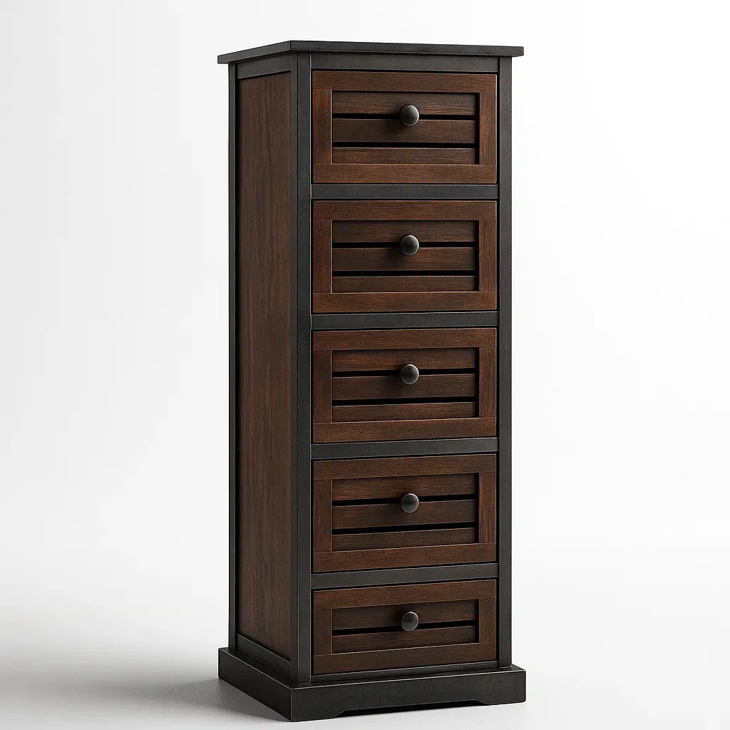 Cassettiera verticale legno massello e mdf 5 cassetti-CASALIQ