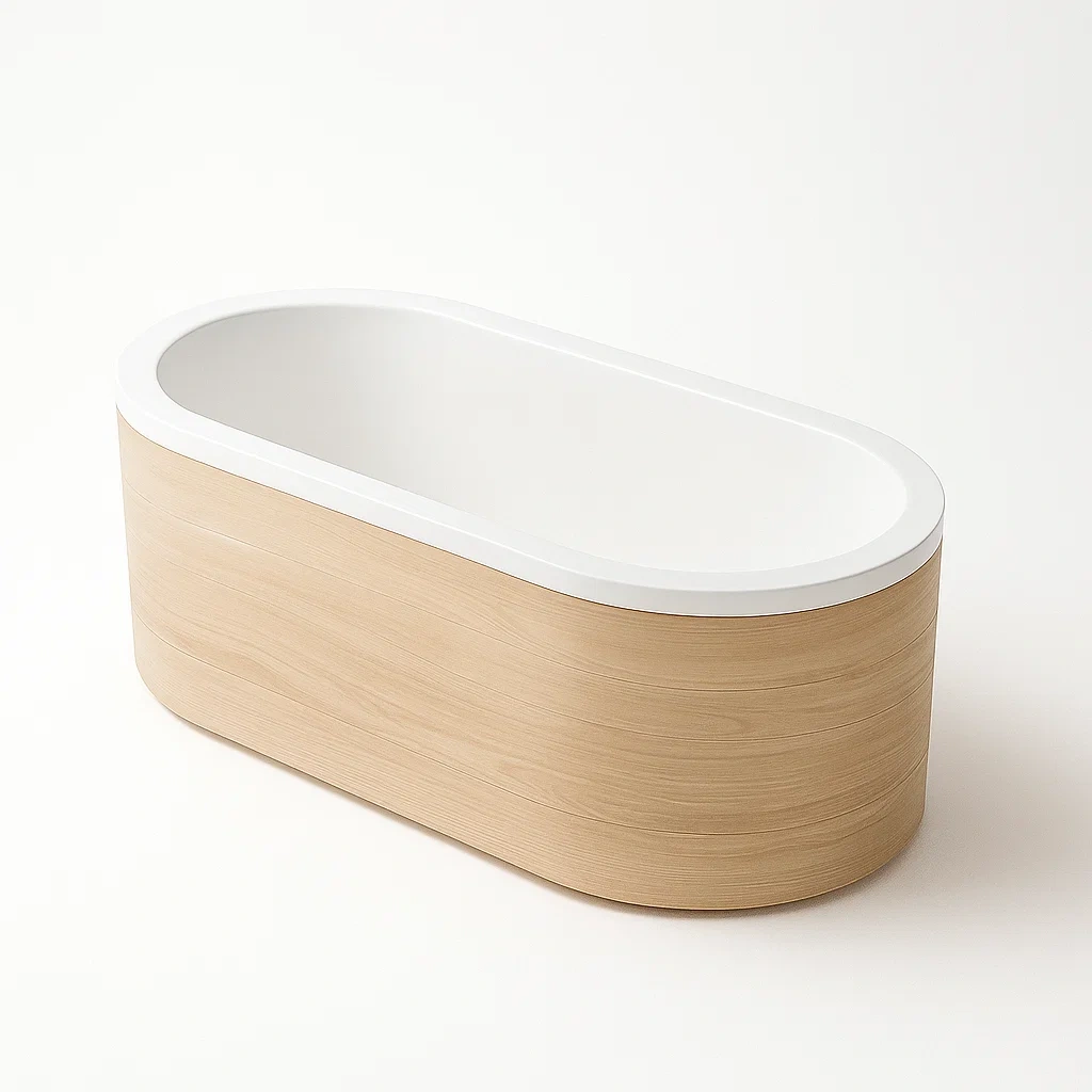 Vasca da bagno ovale in acrilico con effetto legno-CASALIQ