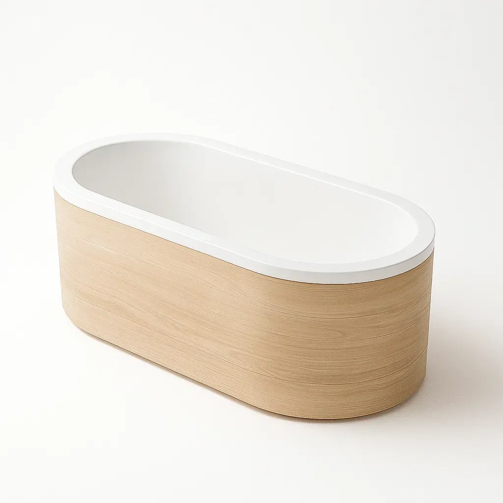 Vasca da bagno ovale in acrilico con effetto legno-CASALIQ