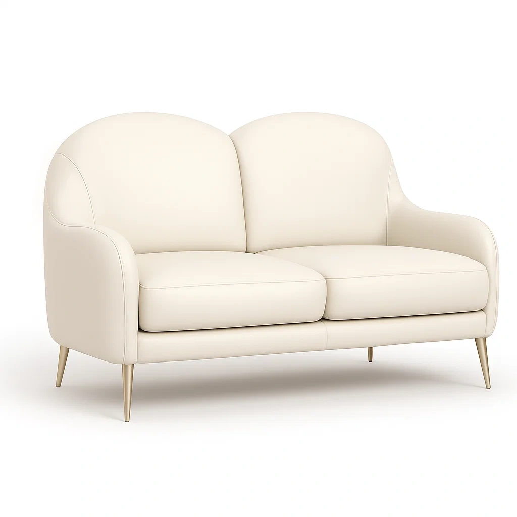 Divano a due posti in pelle sintetica beige-CASALIQ