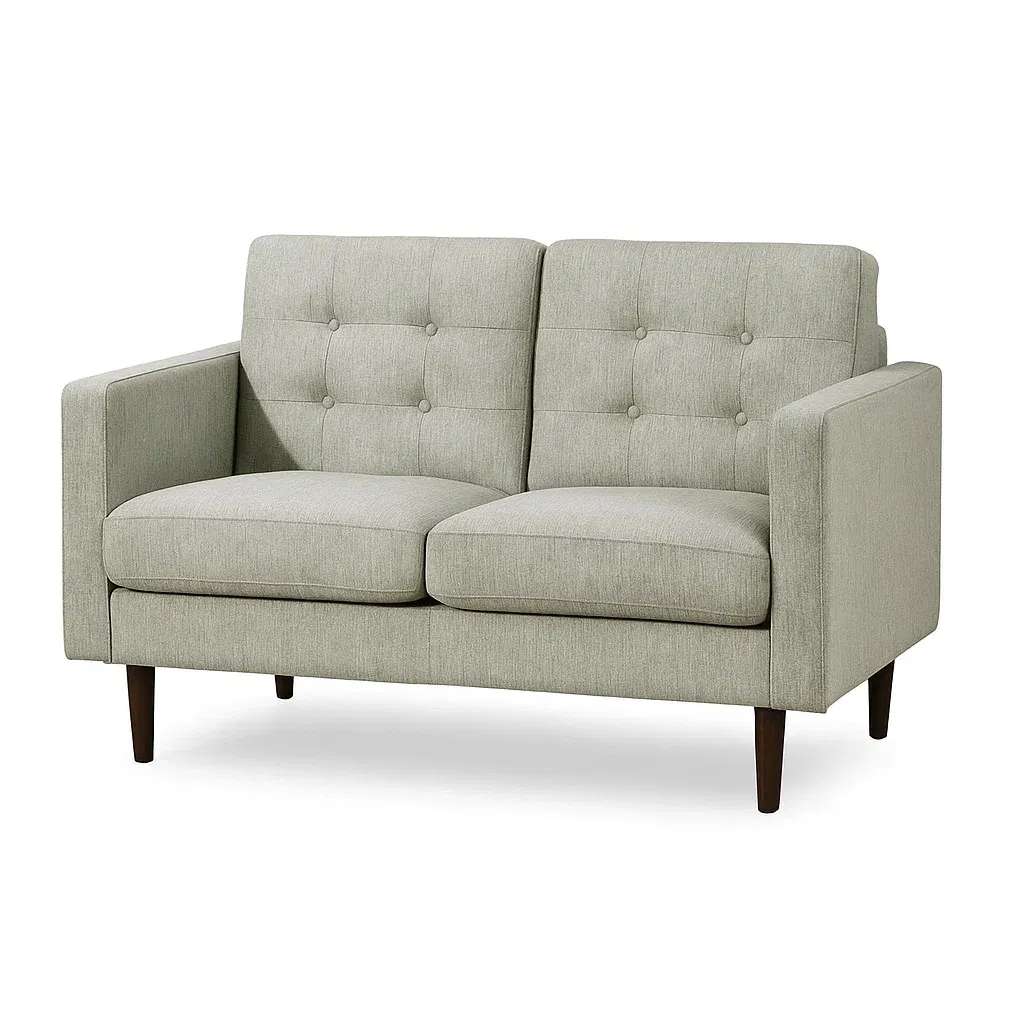 Divano a due posti in legno e tessuto grigio chiaro 150x85x80 cm-CASALIQ