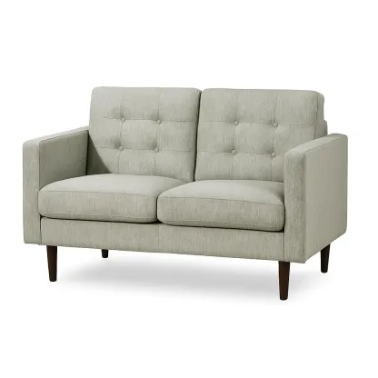 Divano a due posti in legno e tessuto grigio chiaro 150x85x80 cm-CASALIQ