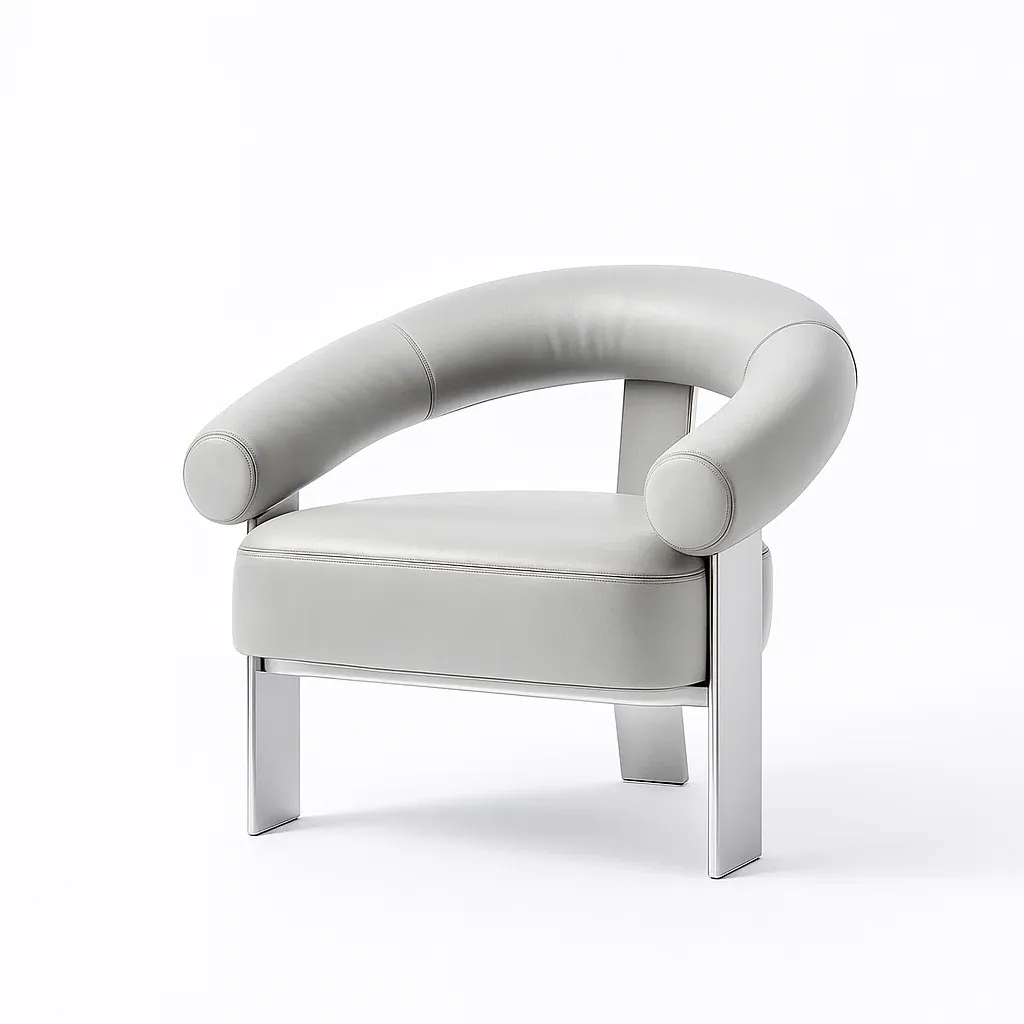 Poltrona in pelle sintetica grigio con struttura in metallo-CASALIQ