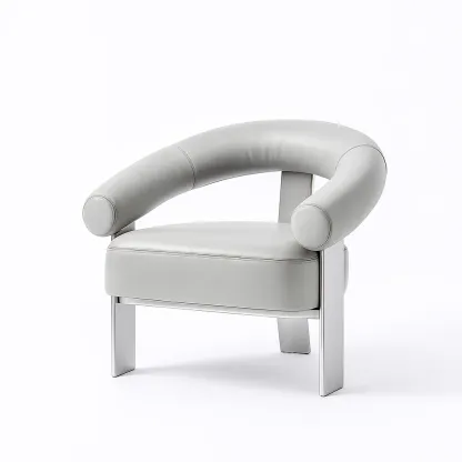 Poltrona in pelle sintetica grigio con struttura in metallo-CASALIQ