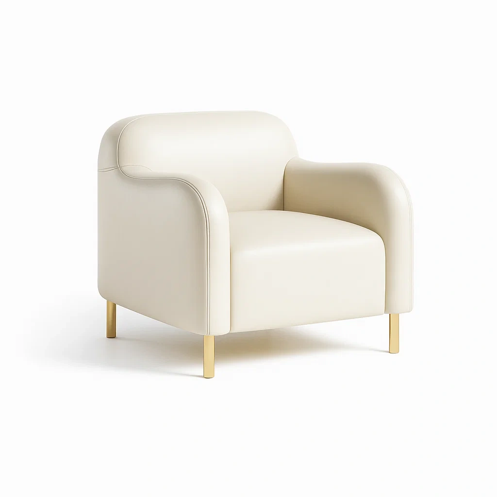 Poltrona in pelle sintetica crema con gambe in metallo-CASALIQ