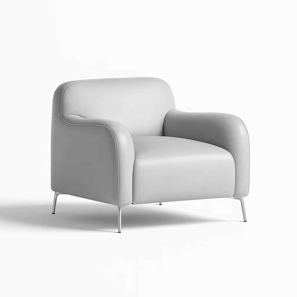 Poltrona in pelle grigio 85x90x75 cm-CASALIQ