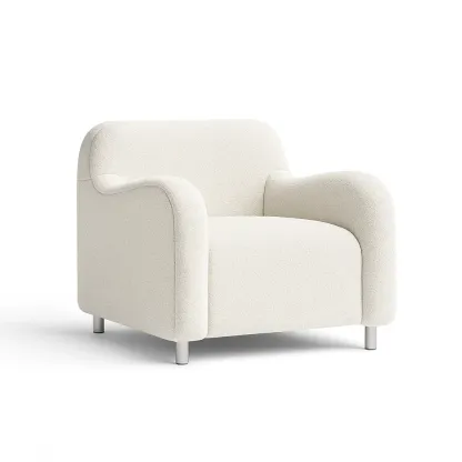 Poltrona in tessuto bouclé crema 80x90x85 cm-CASALIQ