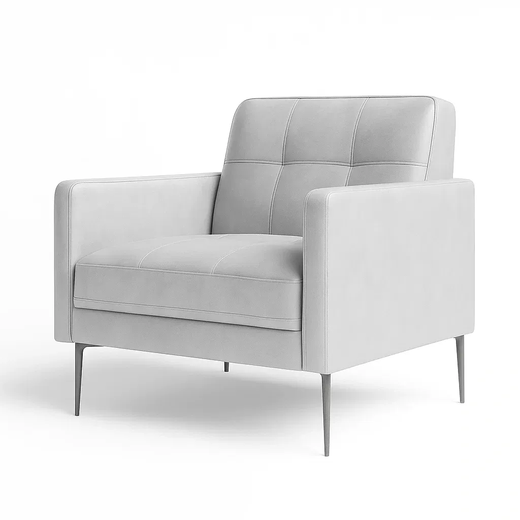 Poltrona in pelle sintetica grigia con gambe in metallo-CASALIQ