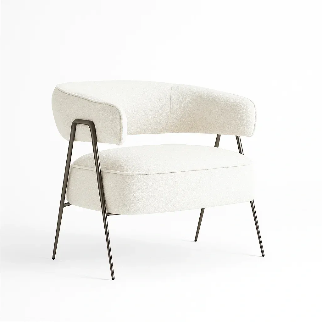 Poltrona in metallo e tessuto bianco 80x70x75 cm-CASALIQ