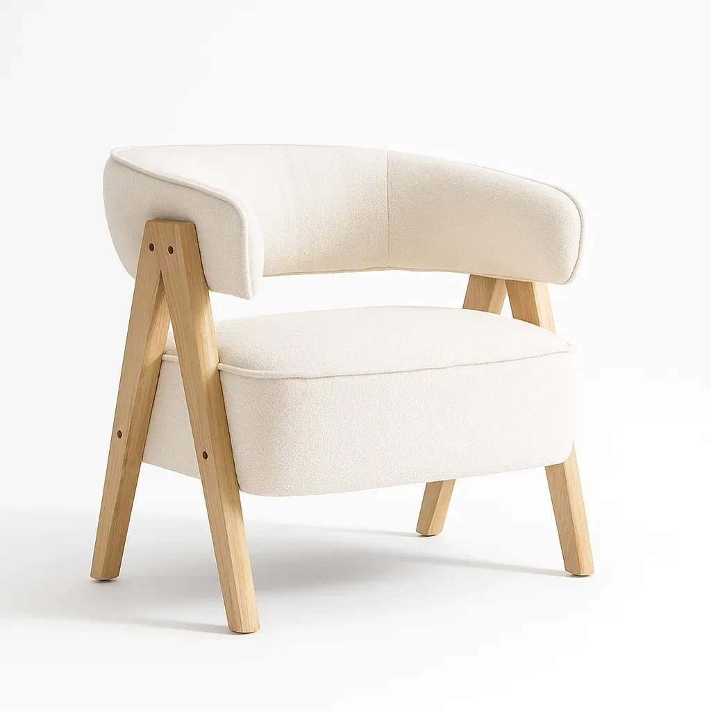 Poltrona in tessuto con gambe in legno di rovere-CASALIQ