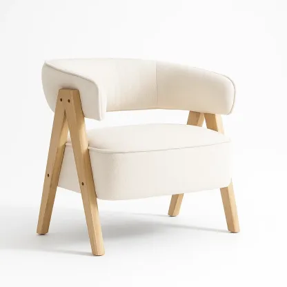 Poltrona in tessuto con gambe in legno di rovere-CASALIQ