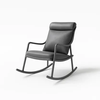 Sedia a dondolo in pelle sintetica grigia con struttura in metallo-CASALIQ