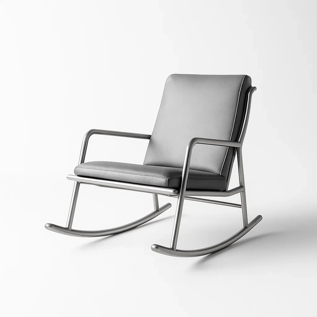 Sedia a dondolo in metallo e pu grigio-CASALIQ