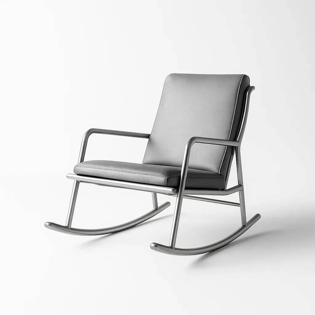Sedia a dondolo in metallo e pu grigio-CASALIQ