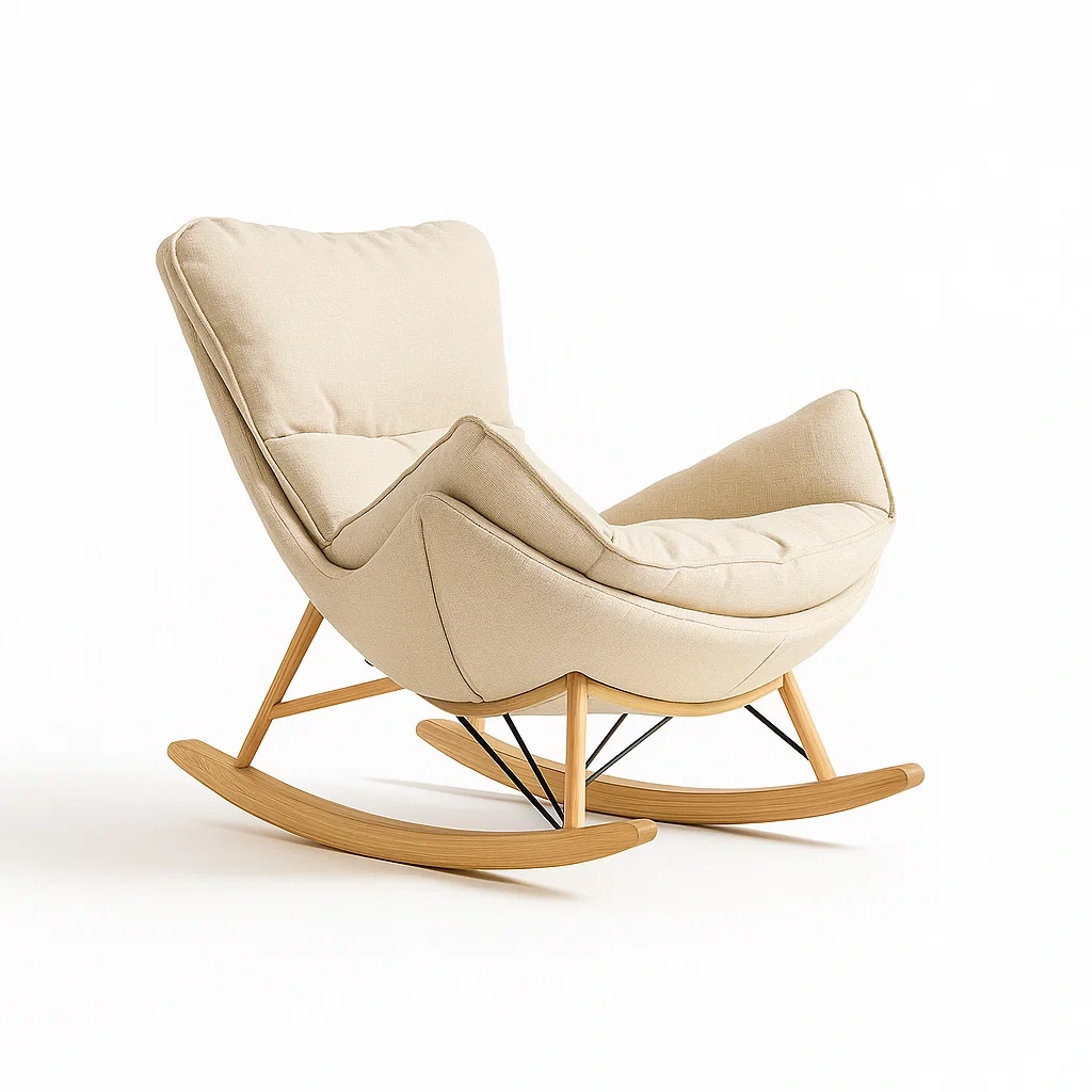 Sedia a dondolo in tessuto beige-CASALIQ