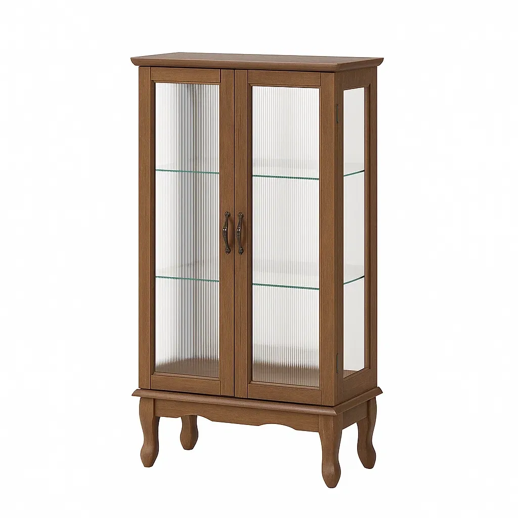 Vetrina in legno e vetro temperato marrone-CASALIQ