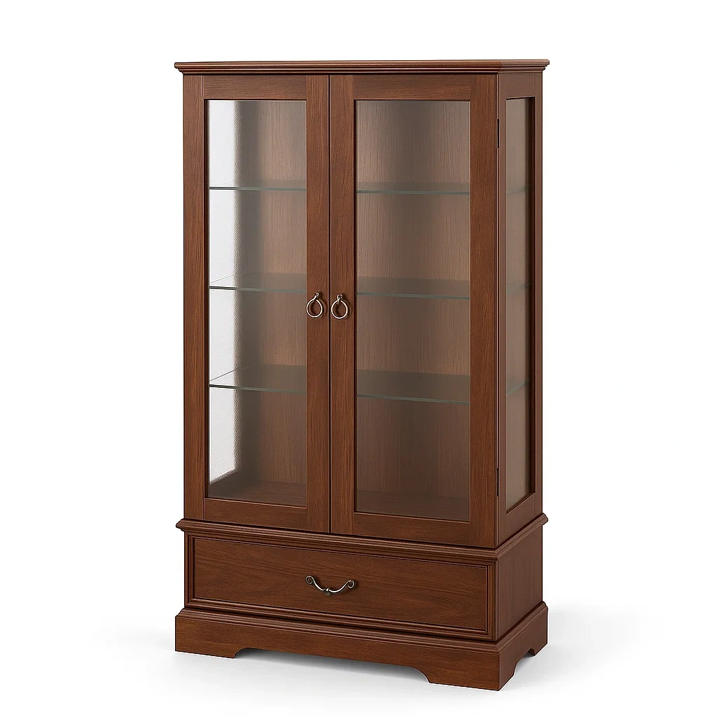 Vetrina in legno con ante in vetro temperato 160x85x40 cm-CASALIQ