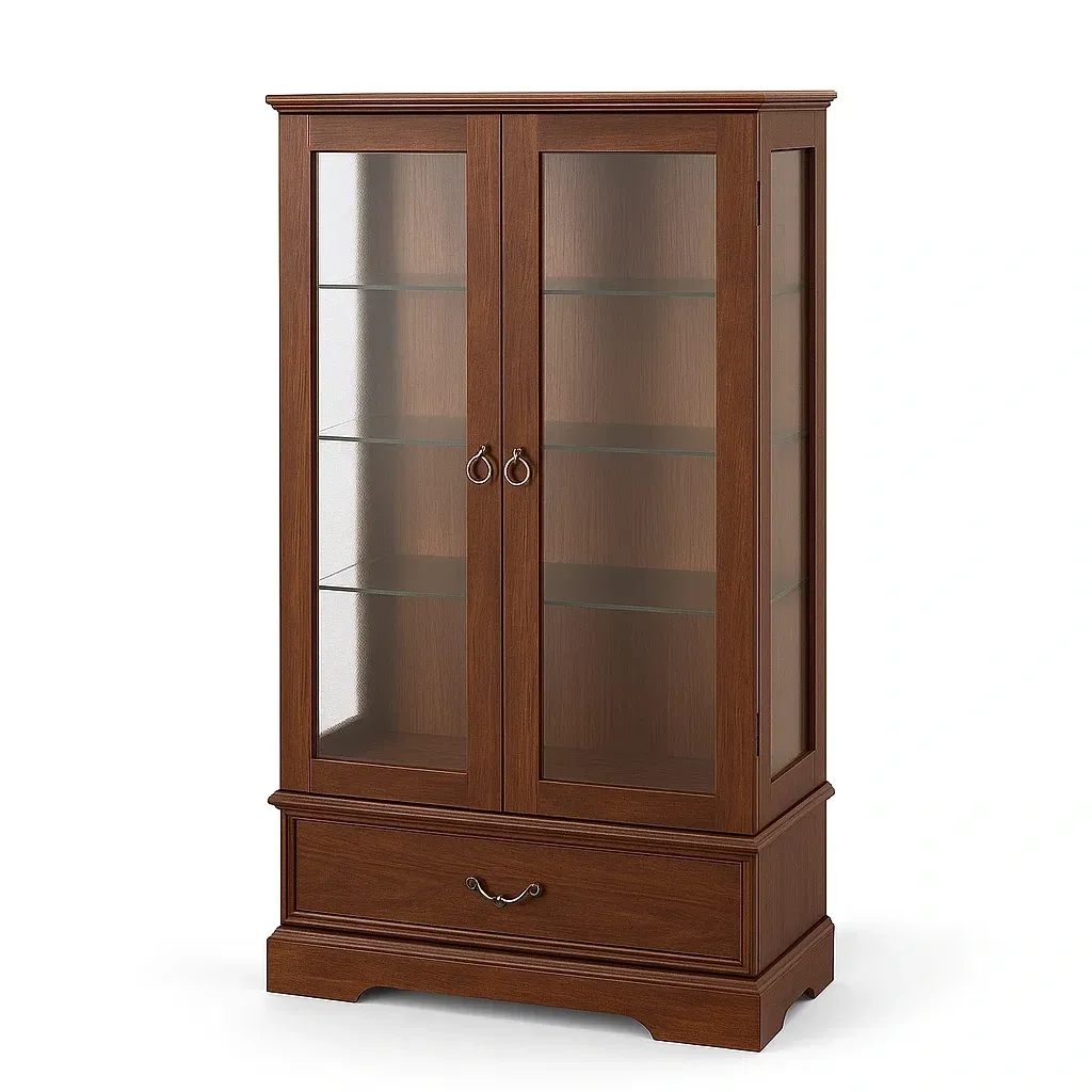 Vetrina in legno con ante in vetro temperato 160x85x40 cm-CASALIQ