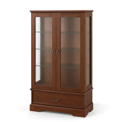 Vetrina in legno con ante in vetro temperato 160x85x40 cm-CASALIQ