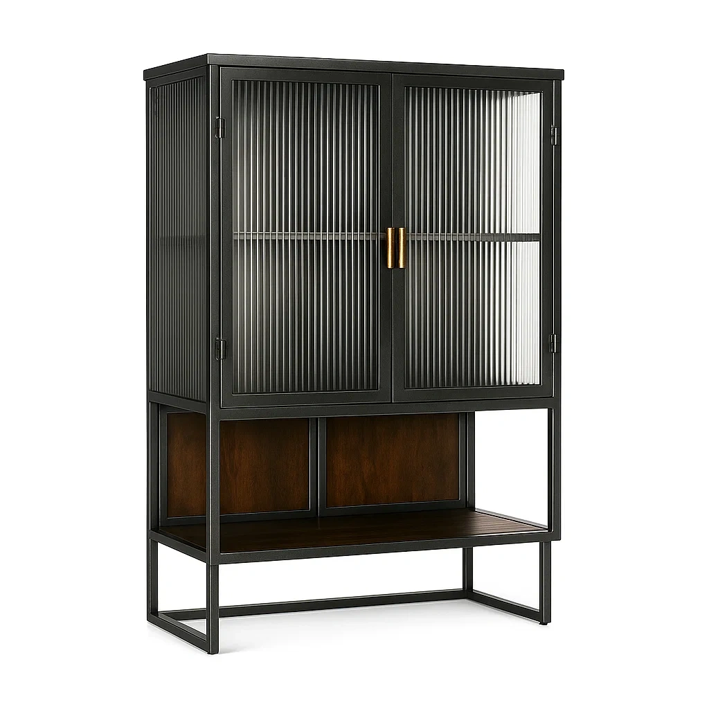 Vetrina in metallo e vetro temperato nero 100x150x40 cm-CASALIQ