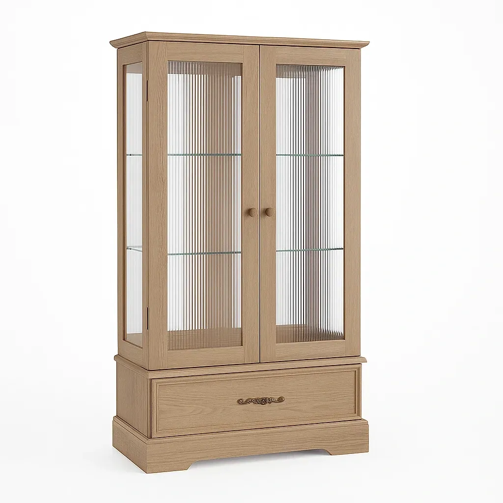 Vetrina in legno con ante in vetro temperato 190x80x40 cm-CASALIQ