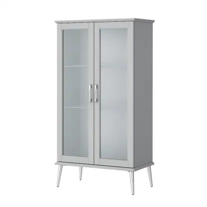 Vetrina rettangolare grigia con ante in vetro e ripiani regolabili-CASALIQ