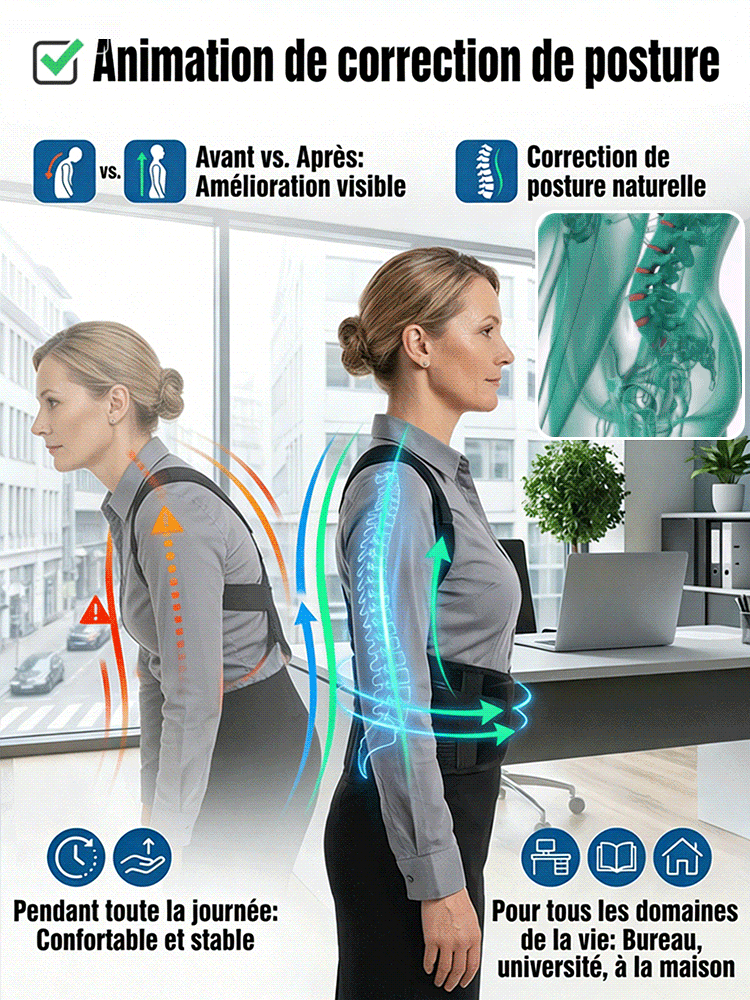 ⚡ Seulement 10 min par jour – des résultats visibles en 7 jours: Correcteur de posture indispensable pour soins corporels