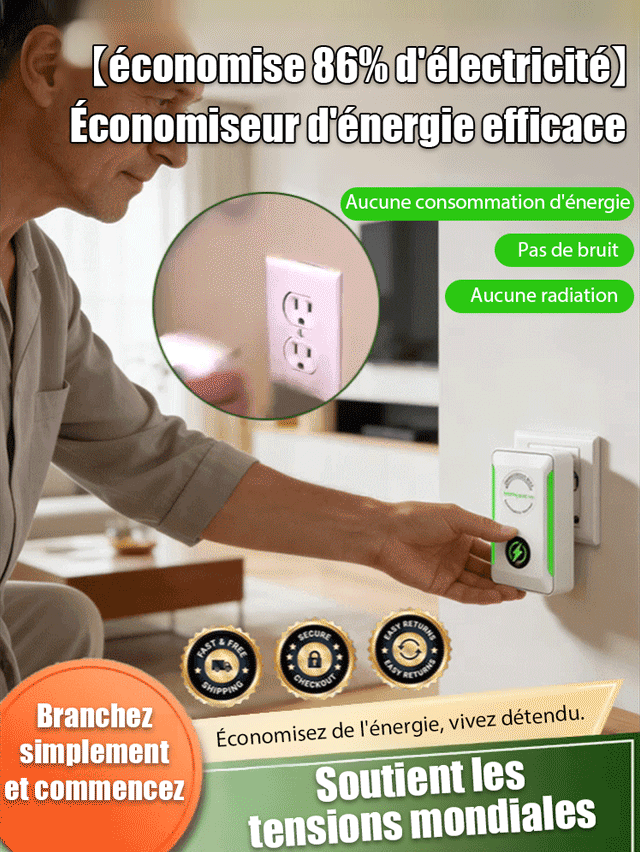 Pas d'électricien, pas d'installation, pas d'abonnement – 100% Plug & Play ! Économiseur d'énergie efficace 【économise 86% d'électricité】