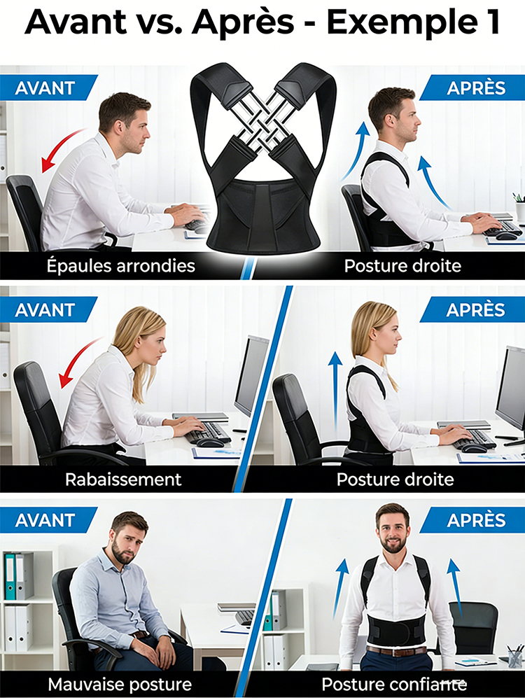 ⚡ Seulement 10 min par jour – des résultats visibles en 7 jours: Correcteur de posture indispensable pour soins corporels