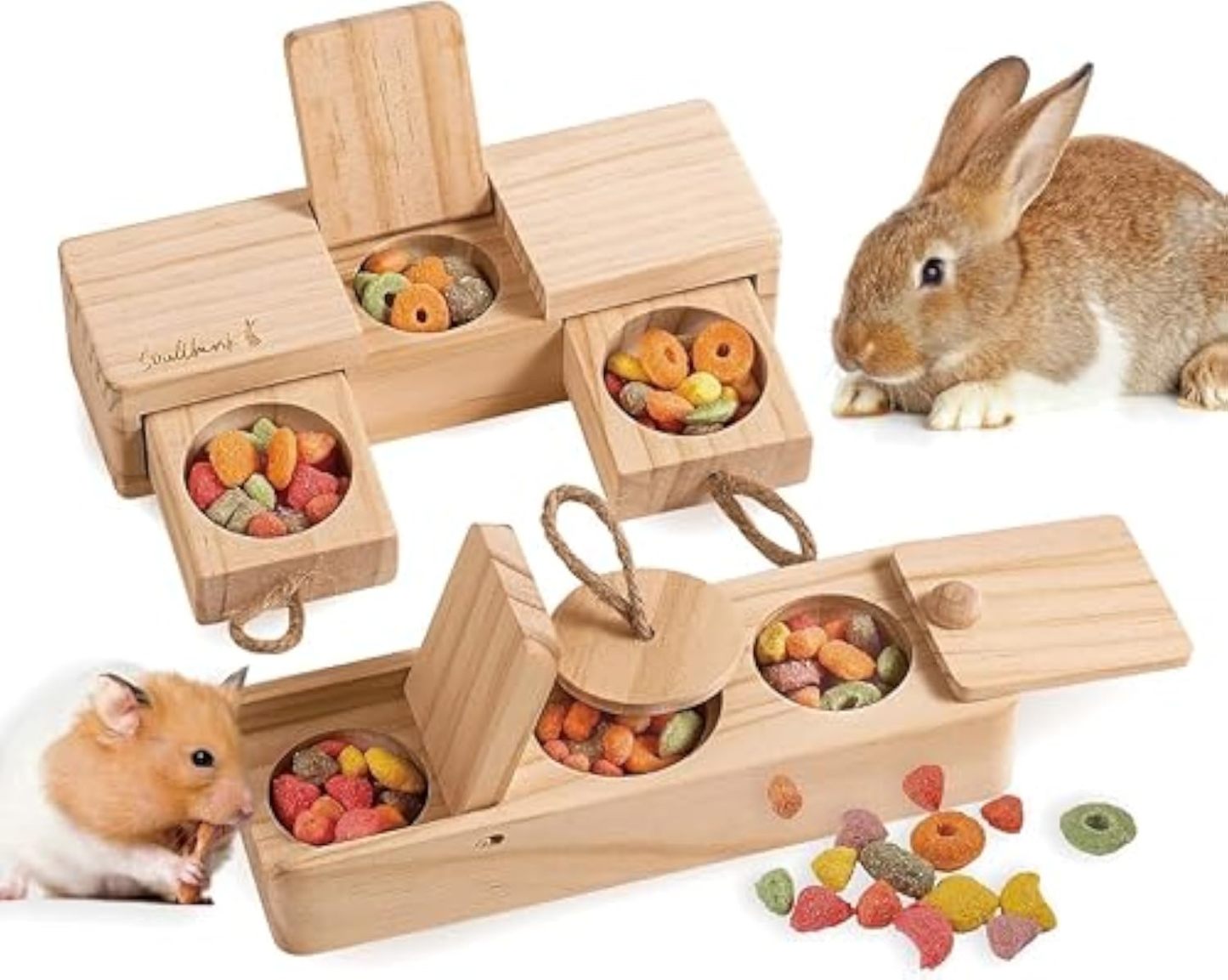 Interactive Wooden Pet Rabbit Toys